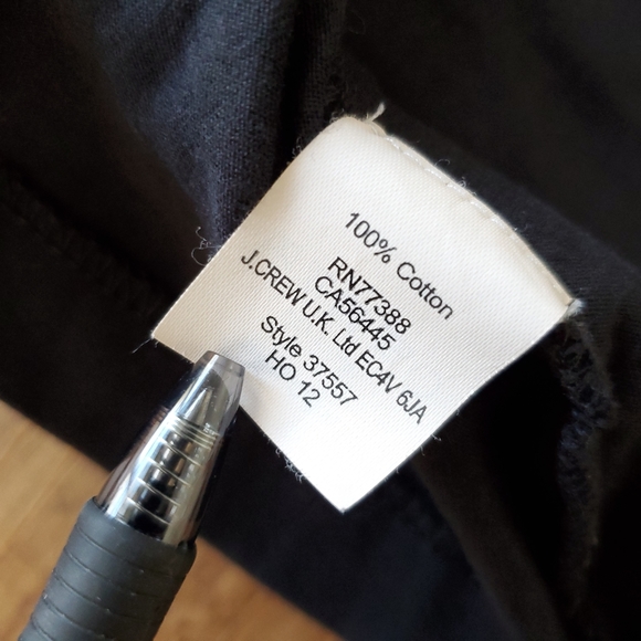 J. Crew 3/4 Sleeve Lace Front Cotton Crew Neck Black Top Medium - Picture 9 of 12